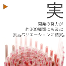 実：開発の努力が約300種類にも及ぶ製品バリエーションに結実。